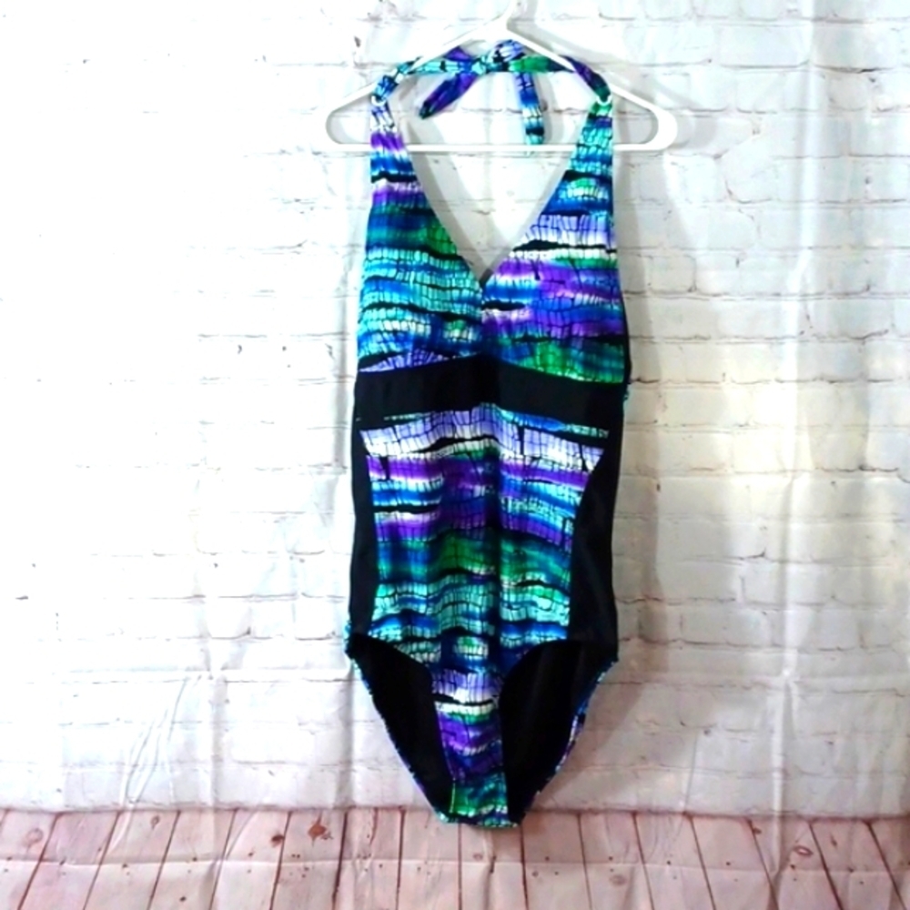 Your Best Look Purple Blue Twist Pne Piece Swim Suit NWT 20 W